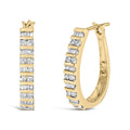 10K Yellow Gold 1.0 Cttw Alternating  Diamond "U" Hoop Earrings (I-J Color, I2-I3 Clarity)