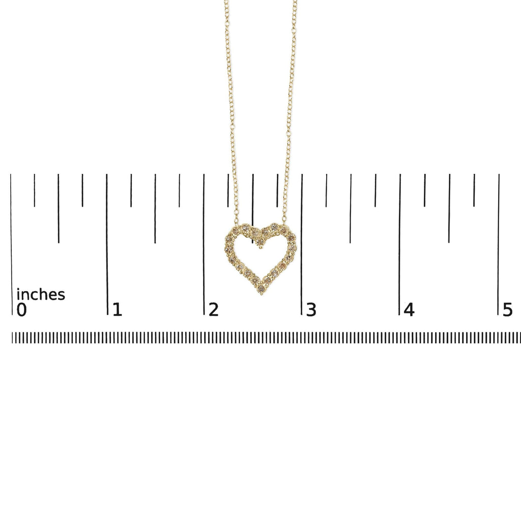 10K Yellow Gold Flashed .925 Sterling Silver 1/2 Cttw Champagne Diamond Miracle Plate Heart Pendant Necklace (K-L Color, I1-I2 Clarity) - 18"