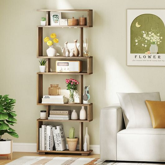 6-Tier Bookcase with Anti-Tipping Kit-White