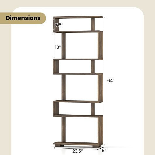 6-Tier Bookcase with Anti-Tipping Kit-White