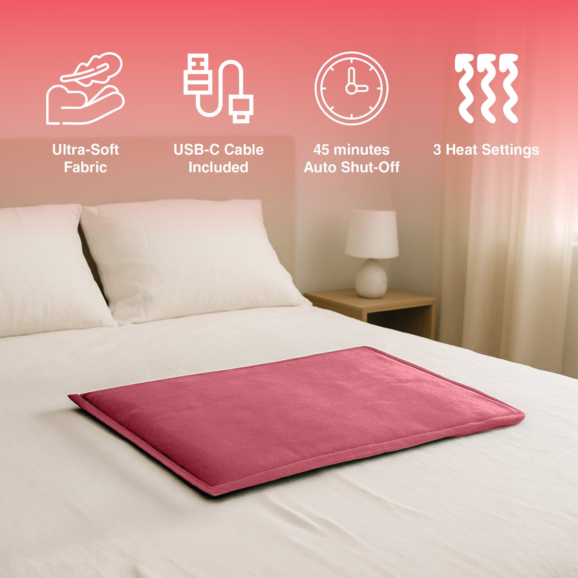 Pursonic Comfort Trio – Extra Large Electric Heating Pads (Green, Pink & Black)