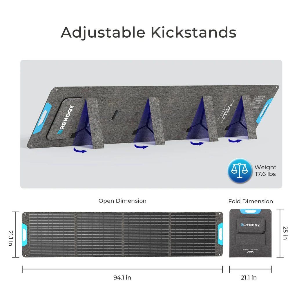 200W Portable Solar Panel – IP65 Waterproof Foldable Solar Charger for Power Station, RV & Camping