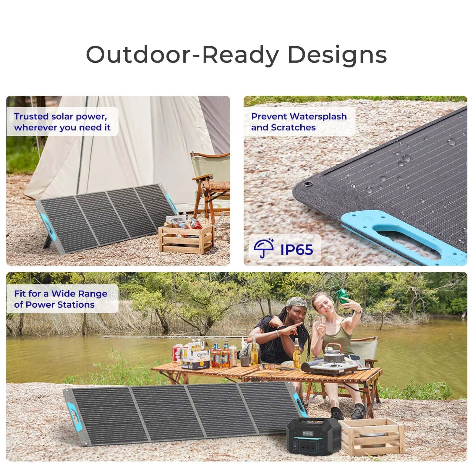 200W Portable Solar Panel – IP65 Waterproof Foldable Solar Charger for Power Station, RV & Camping
