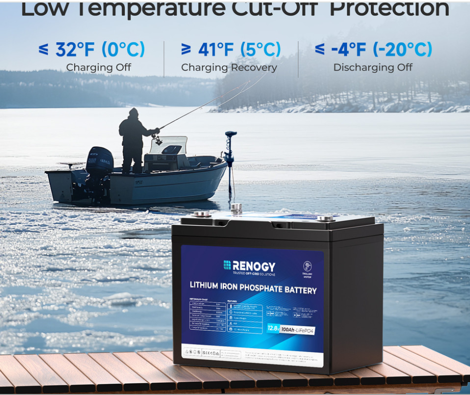Renogy Core 12V 100Ah LiFePO4 Trolling Motor Group 24 Battery with Bluetooth