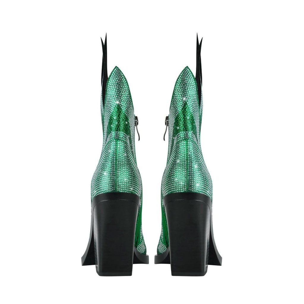 Sparkling Rhinestone Flame Pointed Toe Boots