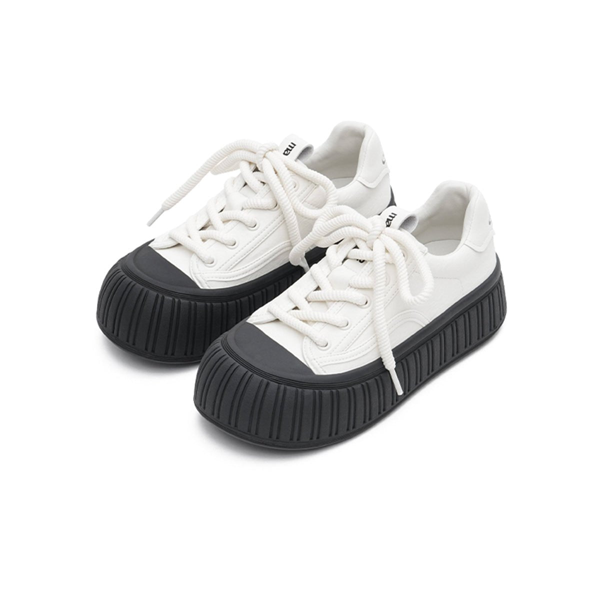 Women’s Platform Chunky Sports Sneakers – Ribbed Sole Leather Trainers